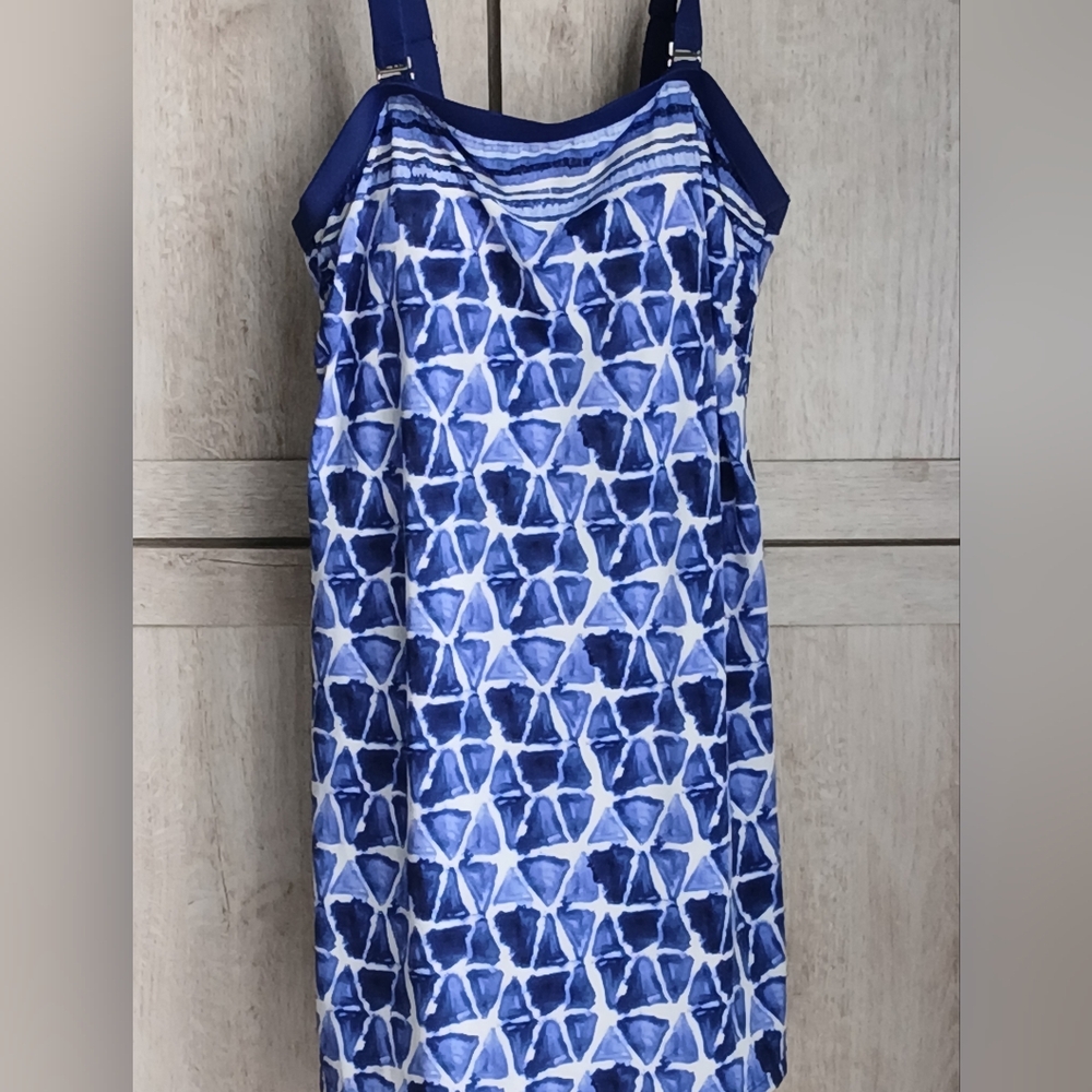 Blue Geometric Pattern Bathing Suit - image 2